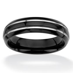 Neno Buscotti Hematite and Stainless Steel Men's Ring