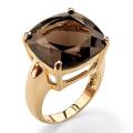 Angelina D'Andrea 14k Goldplated Faceted Smokey Quartz Ring