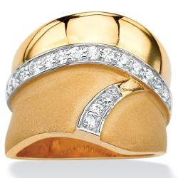 Ultimate CZ 18k Gold over Silver Cubic Zirconia Polished and Brushed Ring