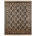 Asian Hand-knotted Royal Kerman Black Wool Rug (4' x 6')