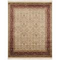 Asian Hand-knotted Royal Kerman Ivory and Red Wool Rug (6' x 9')