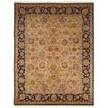 Asian Hand-knotted Royal Kerman Beige and Black Wool Rug (4' x 6')
