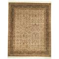 Asian Hand-knotted Royal Kerman Ivory and Green Wool Rug (6' x 9')