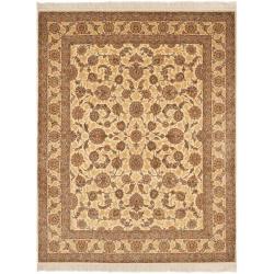 Asian Hand-knotted Royal Kerman Ivory Wool Rug (6' x 9')