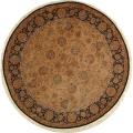 Asian Hand-knotted Royal Kerman Beige and Black Wool Rug (6' Round)