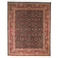 Asian Hand-knotted Royal Kerman Black and Red Wool Rug (8' x 10')