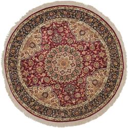 Asian Hand-knotted Royal Kerman Red and Blue Wool Rug (6' Round)