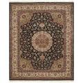 Asian Hand-knotted Royal Kerman Black and Ivory Wool Rug (6' x 9')