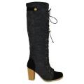 Muk Luks Women's Dark Grey Basketweave Lace-up Boots