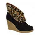 Muk Luks Women's Leopard Knit Leather Wedge Boots