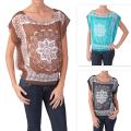 Hailey Jeans Co Junior's Handkerchief Print Boatneck Poncho Top
