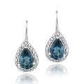 Glitzy Rocks Silver London Blue Topaz and Diamond Accent Earrings