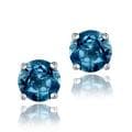 Glitzy Rocks Sterling Silver 1 1/6ct TGW London Blue Topaz 5-mm Stud Earrings
