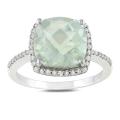Miadora Sterling Silver Green Amethyst and 1/10ct TDW Diamond Ring (G-H, I3)