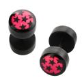 Surgical Steel Acrylic Pink and Black Star Illusion Plugs