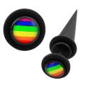 Surgical Steel Acrylic Rainbow Black Illusion Taper Plugs