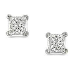 Miadora Platinum 1/2ct TDW Princess Diamond Stud Earrings (G-H, SI1-SI2)
