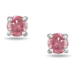 Miadora 14k White Gold 1/4ct TDW Round Pink Diamond Stud Earrings
