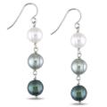Silvertone Multi-colored Freshwater Pearl Drop Earrings (8-9 mm)