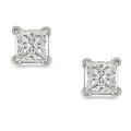 Platinum 1/2ct TDW Princess Diamond Stud Earrings (G-H, SI1-SI2)