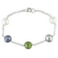 Silvertone Multi-colored FW Baroque Pearl Bracelet (8-9 mm)