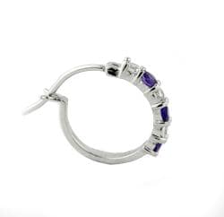 Sterling Silver Amethyst and Cubic Zirconia Hoop Earrings