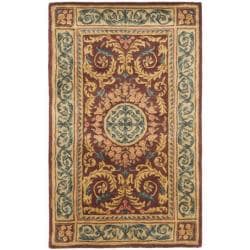 Handmade Aubusson Bonnelles Red/ Beige Wool Rug (3' x 5')