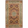 Handmade Aubusson Bonnelles Red/ Beige Wool Rug (3' x 5')
