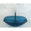 Blue Tempered Glass Vessel Bathroom Sink