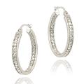 Sterling Silver Diamond Accent Inside-out Hoop Earrings