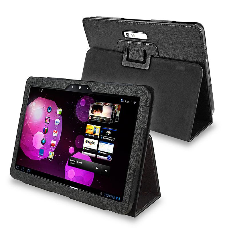 Black Leather Case for Samsung Galaxy Tab 10.1V P7100  