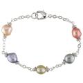 Silvertone Multi-colored Freshwater Baroque Pearl Bracelet (8-9 mm)