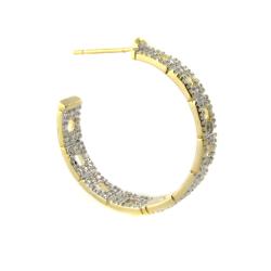Fusion Gold Overlay Diamond Accent Hoop Earrings (I-J, I2-I3)