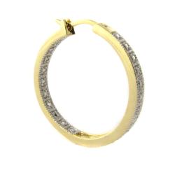 Fusion Gold Overlay Diamond Accent Hoop Earrings
