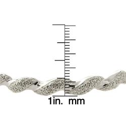 Fusion Silver Overlay Diamond Accent Twist Bangle Bracelet