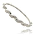 Fusion Silver Overlay Diamond Accent Twist Bangle Bracelet