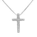 Sterling Silver Clear Cubic Zirconia Cross Necklace