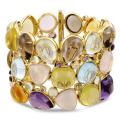 14k Yellow Gold Multi-gemstone 3-row Bracelet