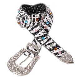 Journee Collection Women's Zebra Print Rhinestone Detail Belt