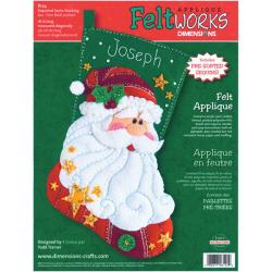 Sequined Santa Stocking Felt Applique Kit