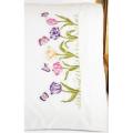 Janlynn Tulip Garden Pillowcase Pair Stamped Embroidery Kit
