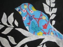 Handmade Black Canvas 'Bird On A Branch' Messenger Bag