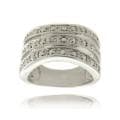 Finesque Silver Overlay Diamond Accent 3-band Ring