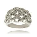 Fusion Silver Overlay Diamond Accent Weave Design Ring