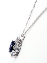 Sterling Silver Created Sapphire and Cubic Zirconia Necklace