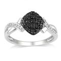 Miadora 10k White Gold 1/4ct TDW Black and White Diamond Ring
