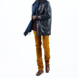 United Face Men's Classic Leather 3/4-length Jacket