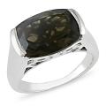 Sterling Silver Cushion-cut Smokey Quartz Ring