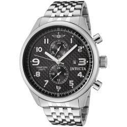 Invicta Men's 'Invicta II' Black Carbon Dial Stainless Steel Watch