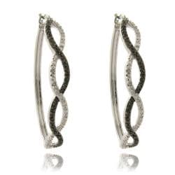 Finesque Silverplated Diamond Accent Infinity Design Hoop Earrings